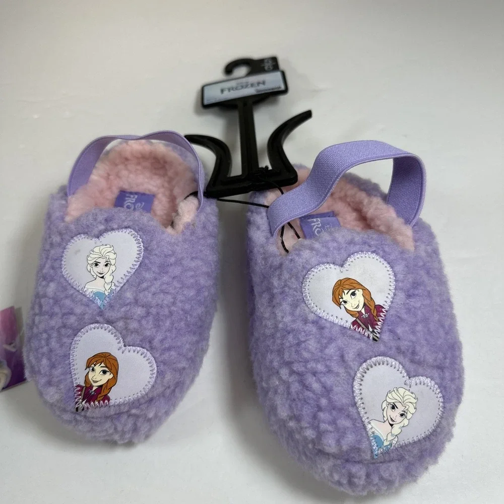 Disney Frozen Purple Slip On Slippers Back-Strap Toddler Girls 5-6 New